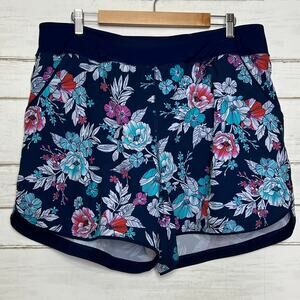 Lands’ End Floral Swim Shorts Navy Blue Plus Size 20W